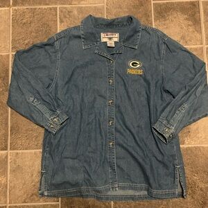 NFL Gameday Clothing Co Button Up Denim Shirt Green Bay Packers Size Large